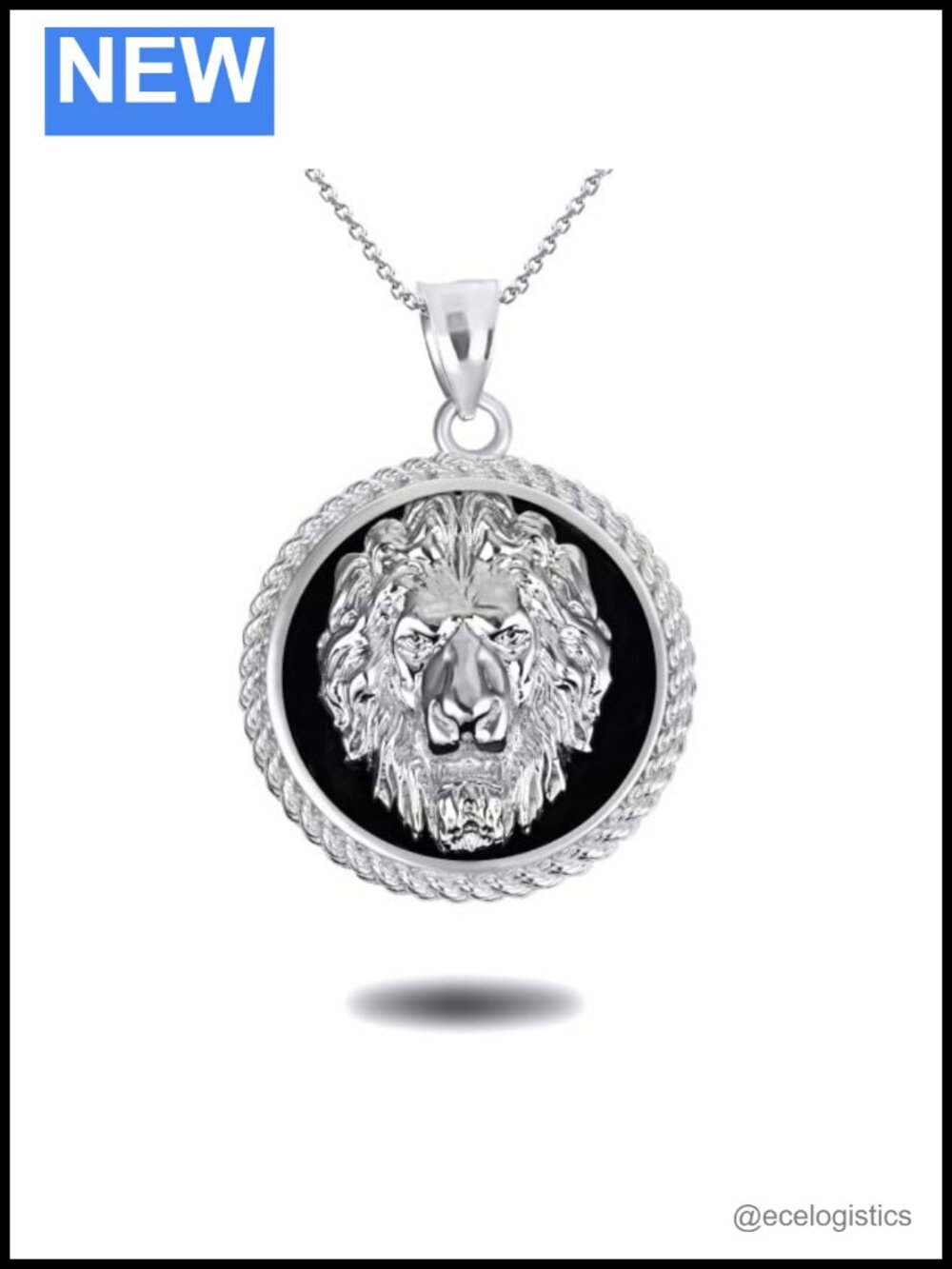 Black Onyx Lion Head King Of The Jungle Fine Pendant Necklace Real Solid .925